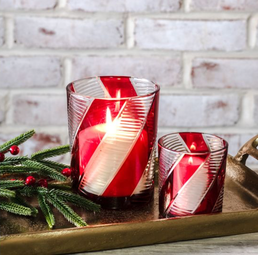 Candy Cane Stripe Candle Holder