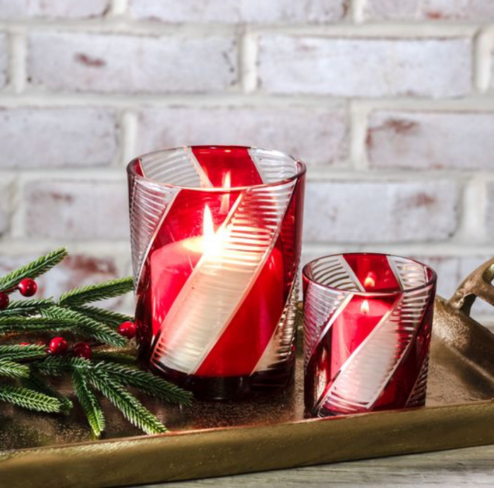 Candy Cane Stripe Candle Holder