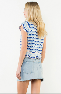 Short Sleeve Striped Pattern Knit Top