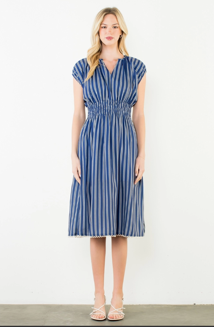 Striped Smocked Waist Dress