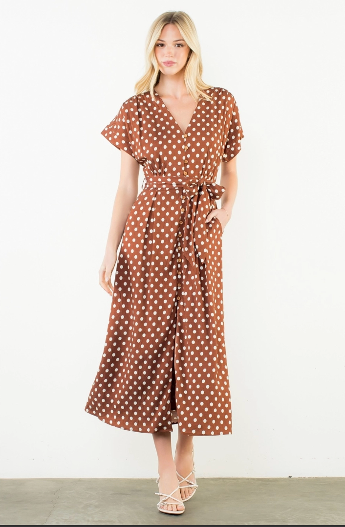 Short Sleeve Polka Dot Dress