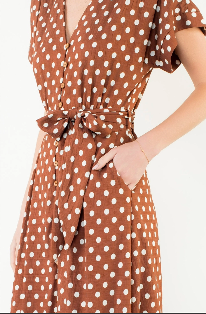 Short Sleeve Polka Dot Dress