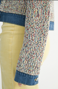 Button Up Jacket with Denim Trim