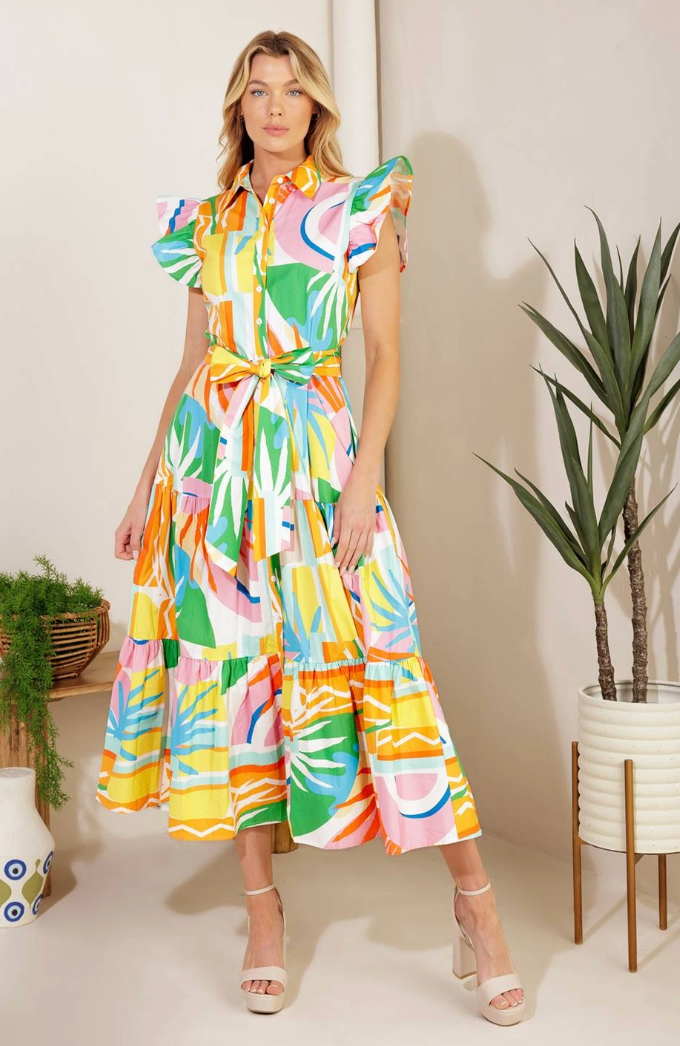 Printed Woven Midi Dress