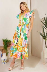 Printed Woven Midi Dress