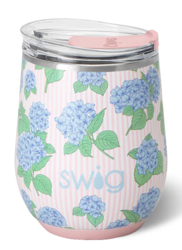 Hydrangeas Stemless Wine Cup