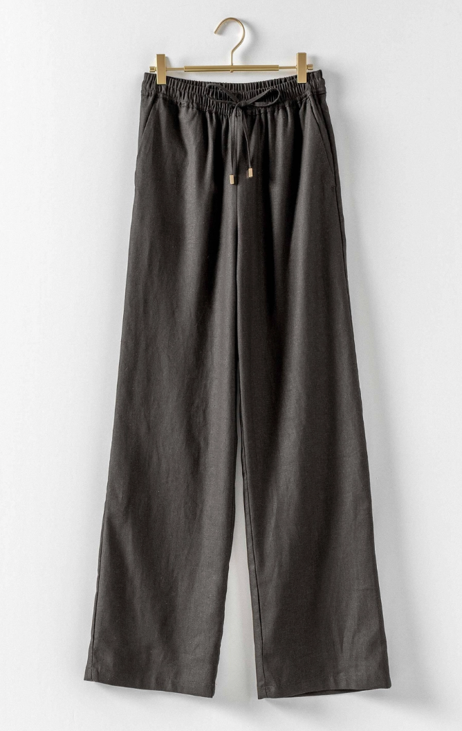 Linen Blend Wide Leg Pant