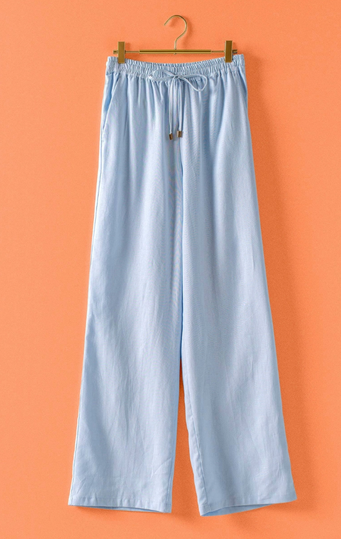 Linen Blend Wide Leg Pant