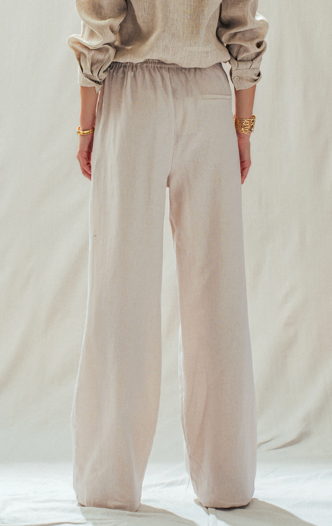 Linen Blend Wide Leg Pant