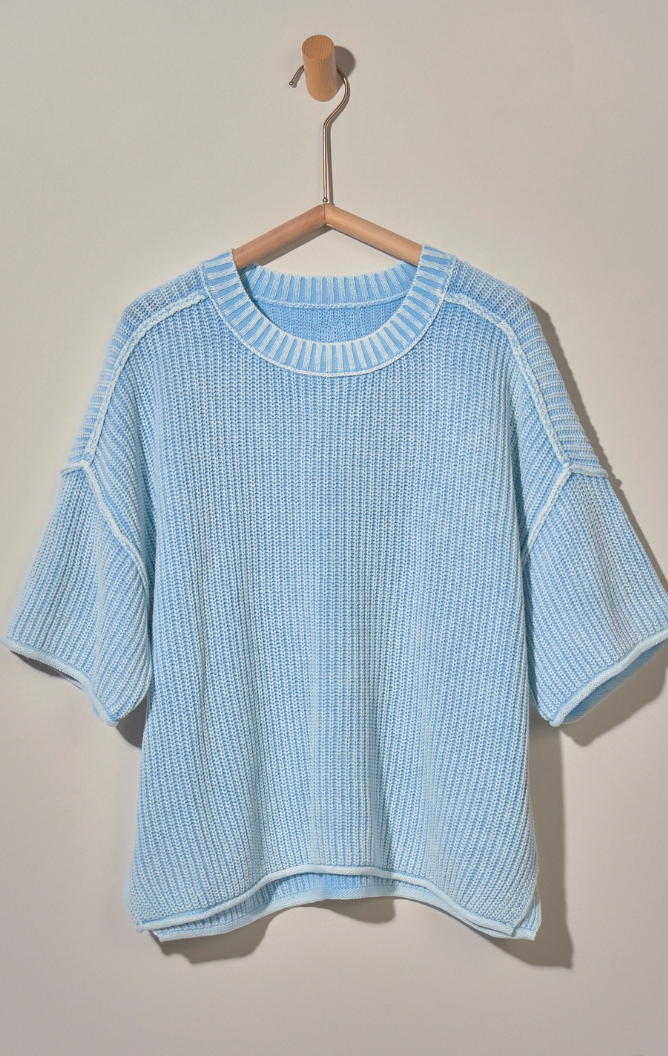 Mineral Washed Short Sleeve Sweater