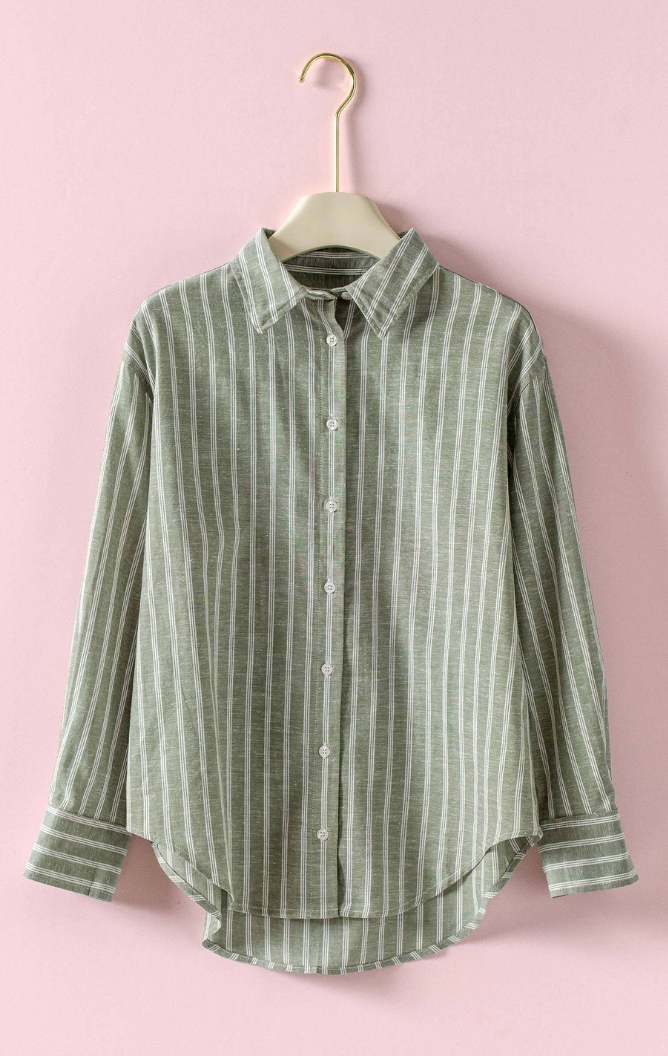 Striped Linen Button Up