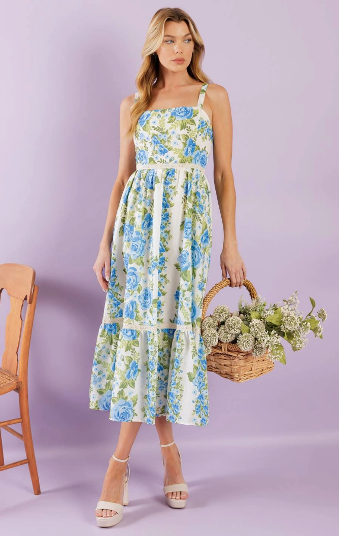 Printed Woven Midi Dress