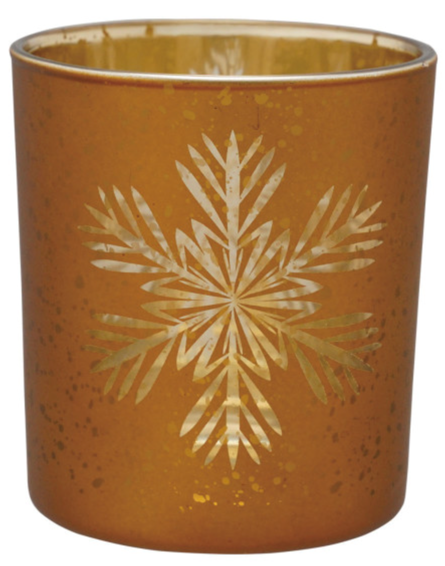 Mercury Glass Tealight with Etched Snowflake