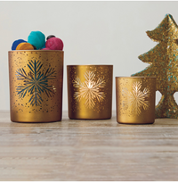 Mercury Glass Tealight with Etched Snowflake