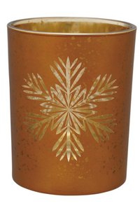Mercury Glass Tealight with Etched Snowflake