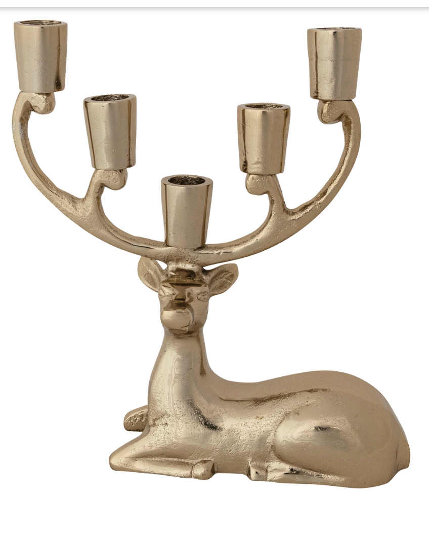 Gold Finish Deer Candelabra