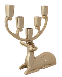Gold Finish Deer Candelabra