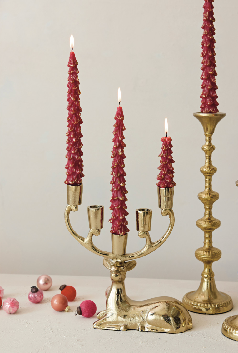 Gold Finish Deer Candelabra