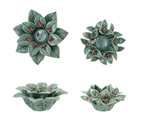 Holly Leaves and Berries Tealight Holder