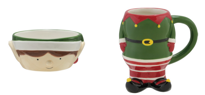 Elf Shaped Mug and Bowl Set