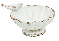 Distressed Pewter Bowl with Bird