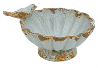 Distressed Pewter Bowl with Bird