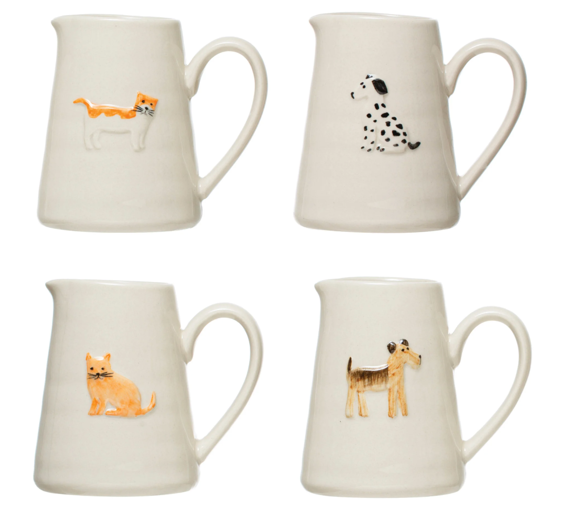 Cat and Dog Stoneware Creamer