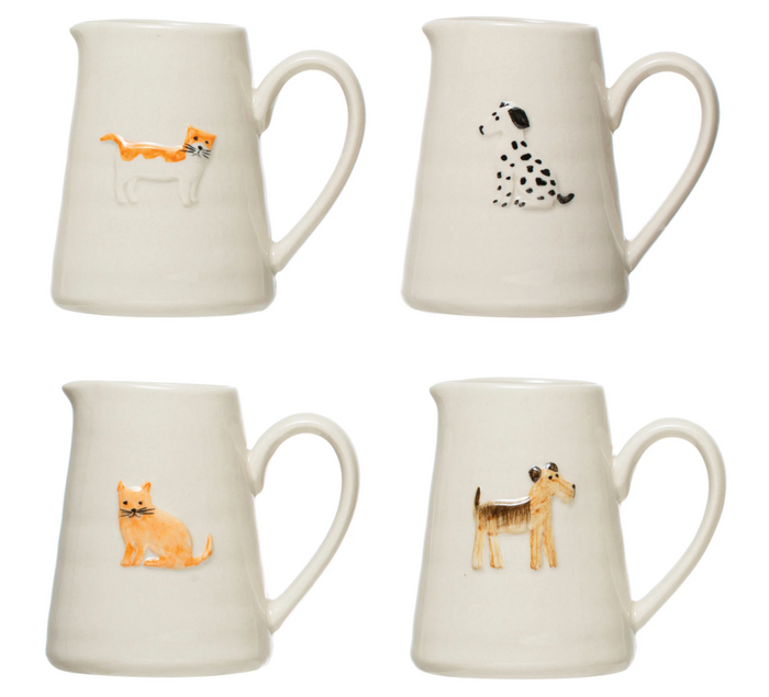 Cat and Dog Stoneware Creamer