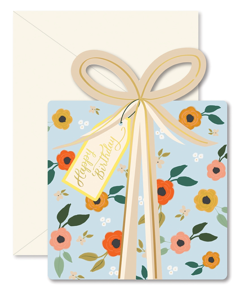 Blue Floral Birthday Gift Card