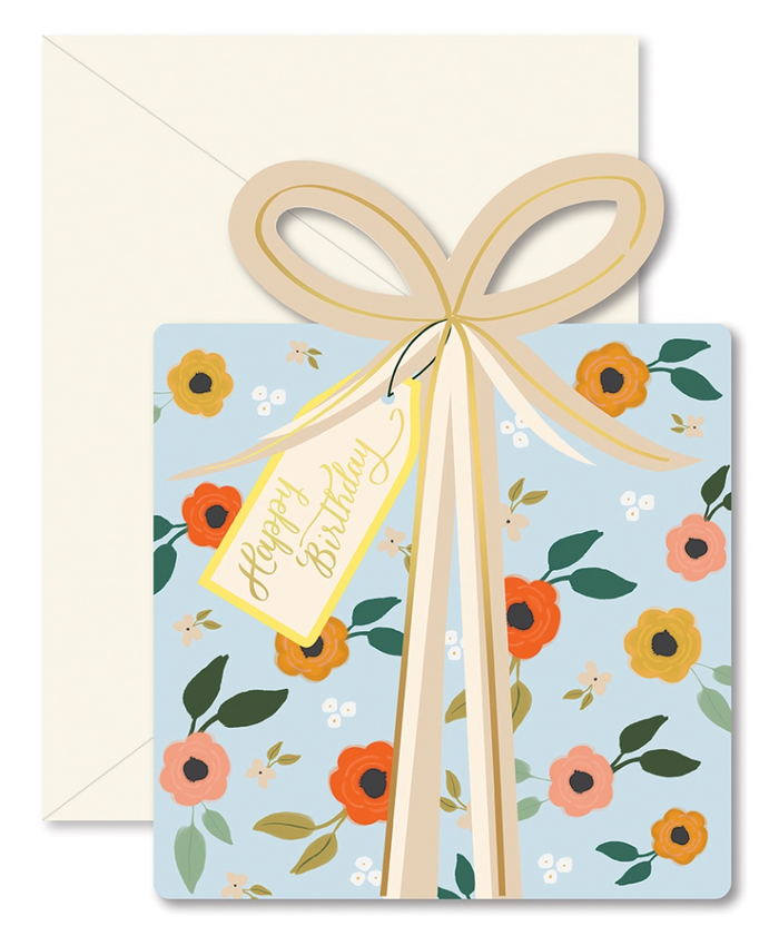 Blue Floral Birthday Gift Card