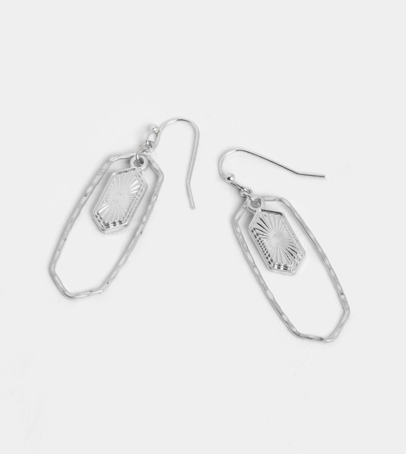 Hammered Frame Dangle Earrings