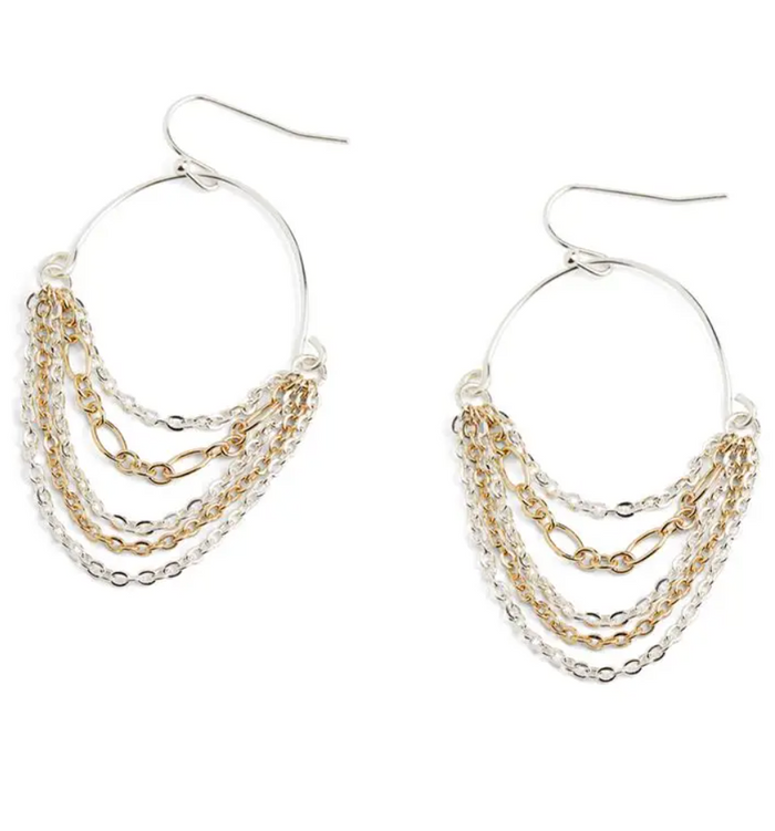 Multi Chain Hoop Earrings