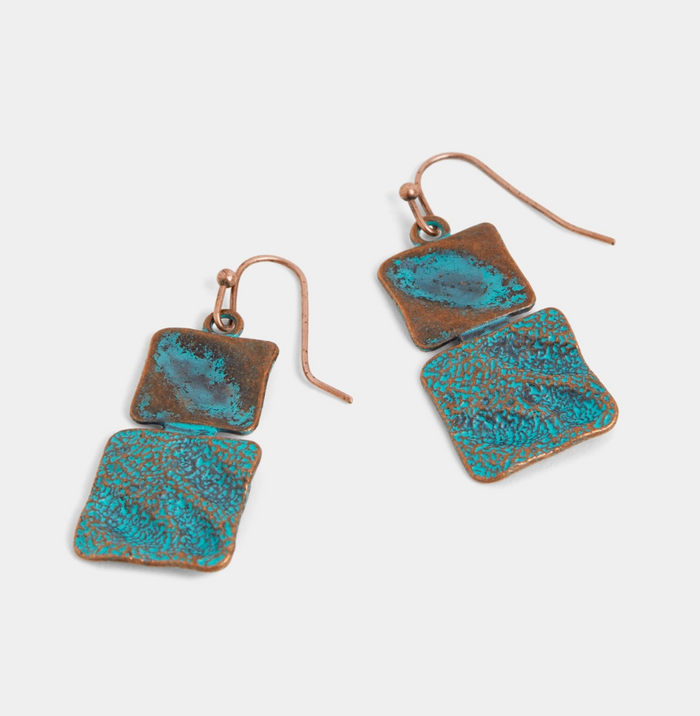 Rustic Square Dangle Earrings