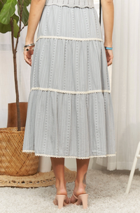 Tiered A-Line Midi Skirt