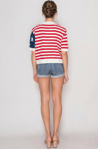 American Flag Button Front Sweater