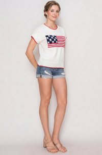 American Flag Knit Sweater Top