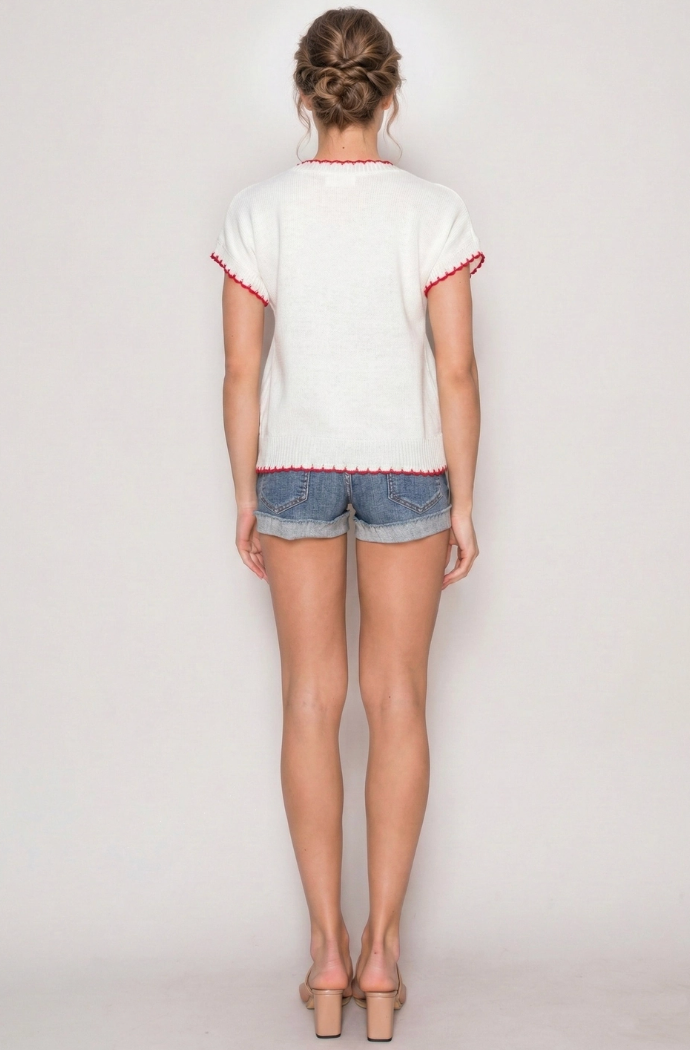 American Flag Knit Sweater Top