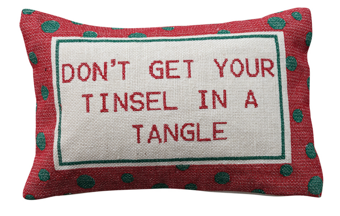 Holiday Phrase Embroidered Lumbar Pillow