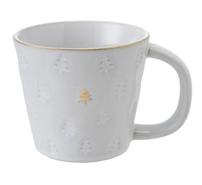 Stoneware Mug with Gold Tree