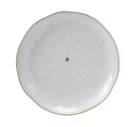 Stoneware Plate with Gold Tree