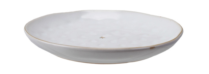 Stoneware Plate with Gold Tree