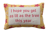 Holiday Phrase Embroidered Lumbar Pillow