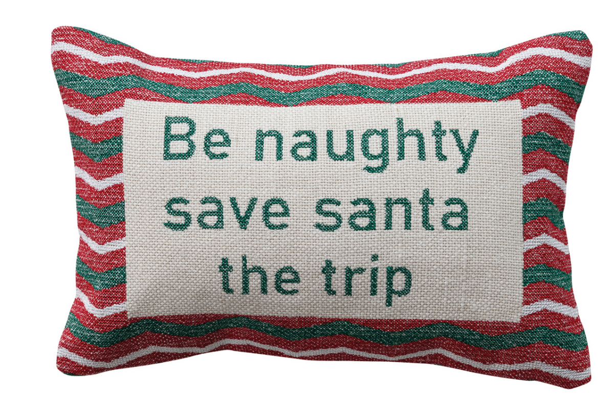 Holiday Phrase Embroidered Lumbar Pillow
