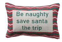 Holiday Phrase Embroidered Lumbar Pillow