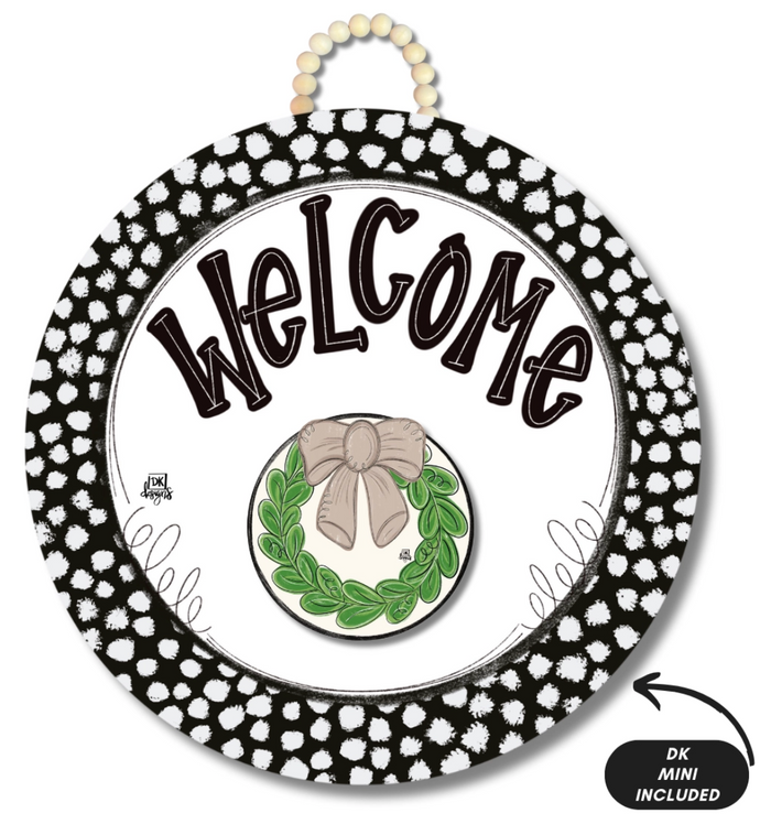 Black and White Dot Welcome Hanger + Mini