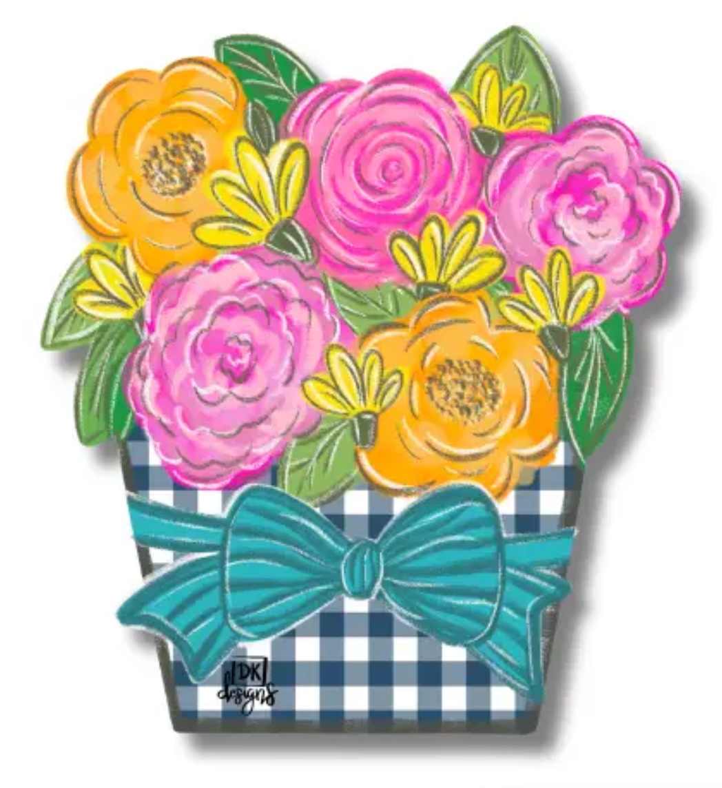Gingham Flower Jar Mini