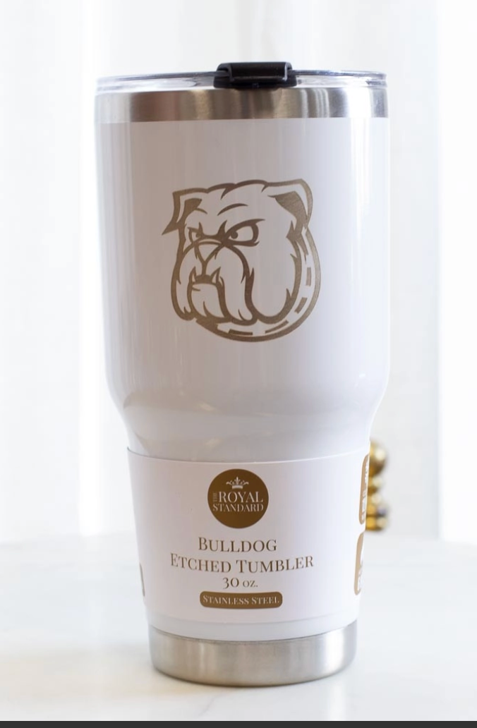 Bulldog Face Etched Tumbler