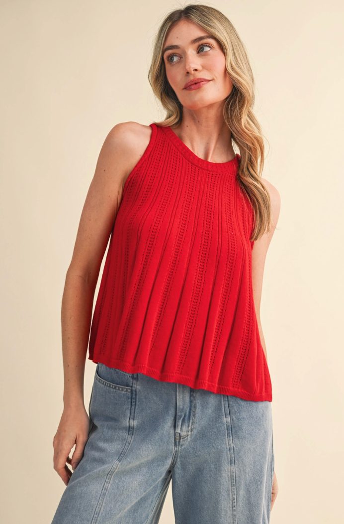 Sleeveless Pointelle Sweater Tank