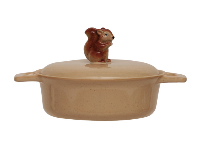 Stoneware Baker with Squirrel