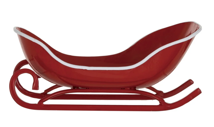 Red & White Metal Sleigh